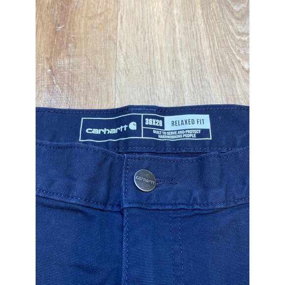 Carhartt Mens Relaxed Fit Navy Blue Work Pants 36x28 Durable Cotton Blend - Picture 2 of 6
